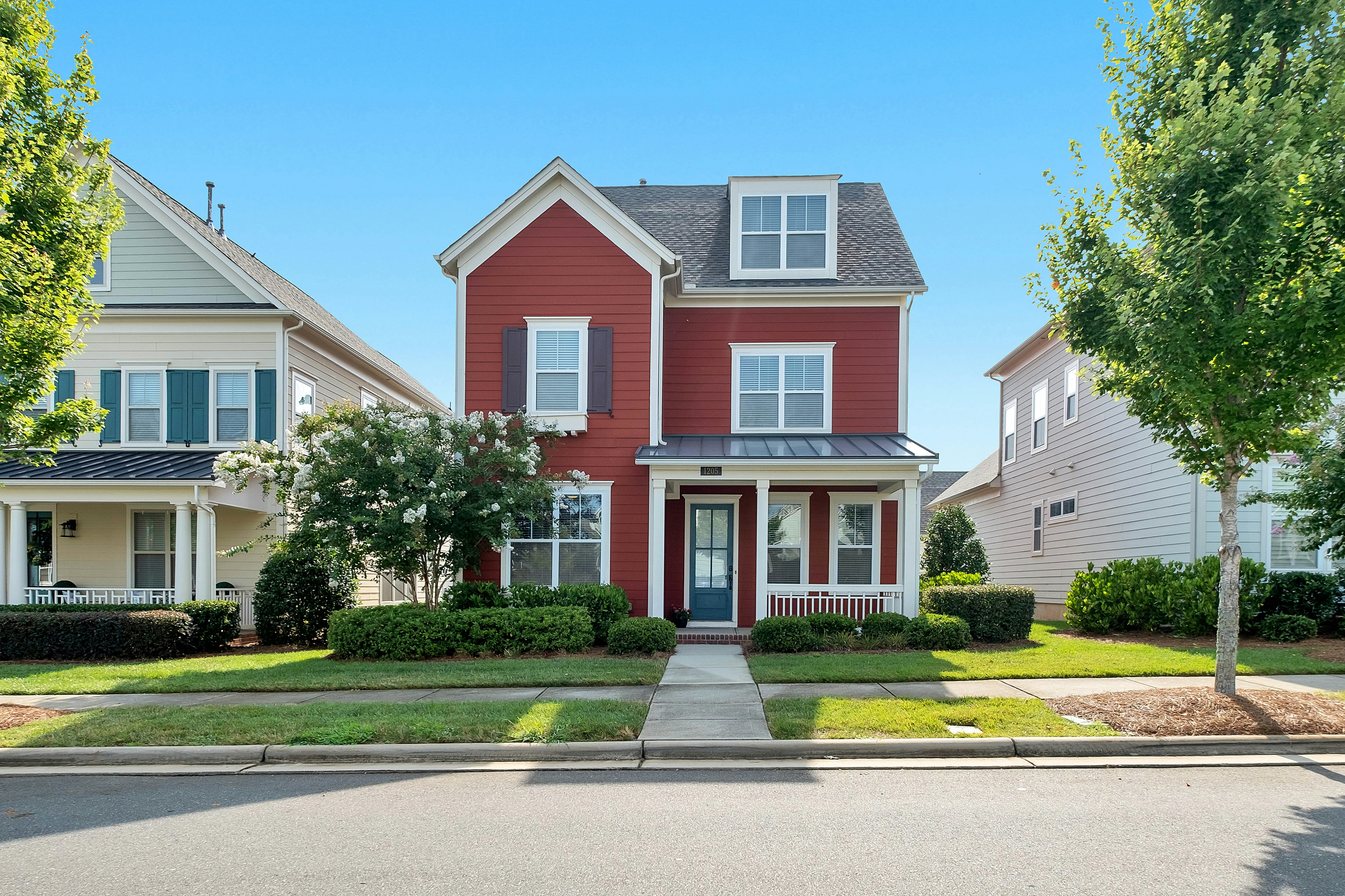 A beautiful contemporary home with a new exterior paint job